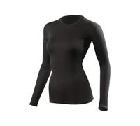 Camicie termiche a maniche lunghe foderate in pile da donna, maglietta intima a girocollo foderata in pile per la stagione fredda, Nero , XL