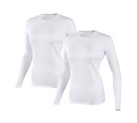 Camicie termiche a maniche lunghe foderate in pile da donna, maglietta intima a girocollo foderata in pile per la stagione fredda, 2 pezzi - F, L