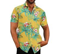Camicie tropicali con palma hawaiana da uomo button down manica corta crociera caraibica camicia spiaggia estate Messico casual divertente camicia da bowling stampa tropicale camicia anni '80 grafica