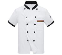Camicie Uomo - Camicia Uomo Estiva Elegante, Camicia da Cuoco per Uomo Doppiopetto Elegante da Cucina Comoda E Resistente per Tutte Le Stagioni con Colletto Alto (White L)