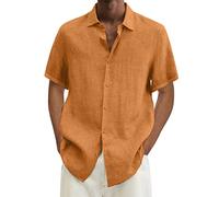 Camicie Uomo Estive Manica Lunga Uomo 4XL Sciolto Henley Camicie Camicia Estate Maniche Lunghe Tinta Unita Doppia Tasca Abbigliamento Casual Elegante Leggero Traspirante (Khaki, XL)