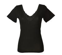 Camiciola donna LIABEL manica corta misto lana con inserti in pizzo articolo 51/