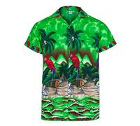 Camiciotto Hawaiono, Camicie Hawaiane Da Uomo a Manica Corta Con Bottoni - Camicie Tropicali Da Uomo Con Pappagalli E Palme - Camicie Hawaiane Estive O Camicie Hawaiane Da Uomo Per