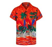 Camiciotto Hawaiono, Camicie Hawaiane Da Uomo a Manica Corta Con Bottoni - Camicie Tropicali Da Uomo Con Pappagalli E Palme - Camiciotto Hawaiano Estivo O Camicia Hawaiana Uomo Per Addio Al Celibato