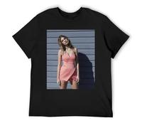 Camila Morrone Classic Black Cotton Tee Essential Manica Corta Girocollo per Armadio Minimalista, Nero , L