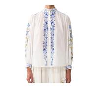 Camilla, ,Blouses & Shirts ,Donna ,Bianco ,S Camicia con Collo Alto e Bottoni - Ballate Botaniche