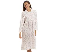 CAMILLE Camicia da notte a maniche lunghe da donna in 100% jersey di cotone, Colore: rosa., L