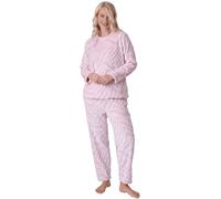 Camille Pigiama da donna in 2 pezzi, super morbido, in pile spesso, a maniche lunghe, con elastico in vita per il massimo comfort e calore, rosa, 14-16
