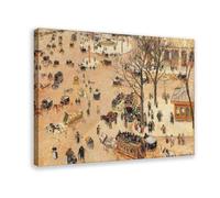 Camille Pissarro - Place Du Theatre Francais Poster su tela e stampa artistica da parete moderna cornice decorativa per camera da letto, 50,8 x 76,2 cm
