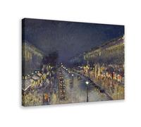 Camille Pissarro - The Boulevard Montmartre di notte, stampa su tela, per camera di ragazzi e adolescenti, stampa su tela, 50,8 x 76,2 cm
