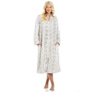 Camille Vestaglia da donna in pile super morbido con zip e stampa animalier, Beige Animale, 14-16