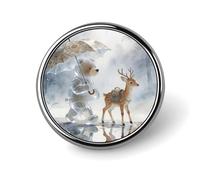 Caminando juntos en un día lluvioso, botones de metal con insignia redonda, exquisitas piezas de botón de pin, porta pines clásicos de moda circulares, botones para camisas, ropa, broche de 1 pulgad