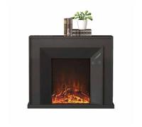 Caminetti Camino elettrico con mensola in rovere, camino decorativo a LED indipendente con fiamma realistica e telecomando Moderna Decorazione(Nero,M)