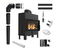 Caminetto ad aria KRATKI FLOKI 12kW Ø200 nero accessori di montaggio [EEK: A+]