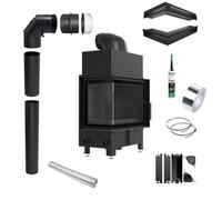 Caminetto angolare aria KRATKI FLOKI 8kW Ø160 sinistra nero chiusura kit [EEK: A]