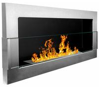 Caminetto camino bioetanolo biocamino da parete 900x400 mm acciaio Inox + vetro