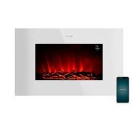 Cecotec Camino elettrico pronto caldo 3590 fiamme collegate bianco. 2000 W, dimensioni 35", WiFi, 2 livelli di potenza, telecomando, timer, 30 m2 05829