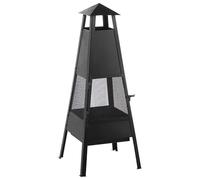 Caminetto da Esterno in Acciaio Nero con Grata Cromata Aspetto Rustico