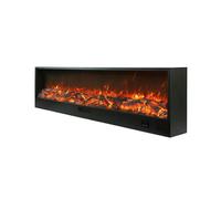 Caminetto da incasso Vesuvio Caminetto Elettrico Da Incasso Lungo 2 Mt 200x20xh 50,7 cm - Peso 58 kg a 1500w Nero