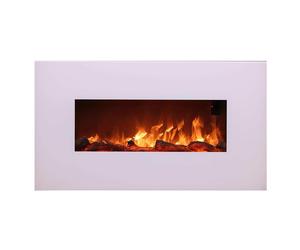 Caminetto Elettrico Da Parete MONTE BIANCO In Acciaio e Vetro Da 1500 W Dimensioni 98x13,8 x h 55 cm - Peso 17 kg programmabile per 7 giorni Effetto Fiamma Led Bianco