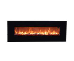 Caminetto elettrico da Parete Sined Aprica Si Appende Come Un Quadro Dimensioni 152x13,8xh 55 cm- peso 26,1 kg In Acciaio e Vetro Da 1500w Effetto Fiamma Led Nero