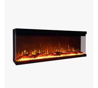 Camino elettrico caminetto da parete a incasso 3 Lati BOSTON130 Dimensioni 127x20xh 44 cm peso 28 kg Riscalda 30 mq nero