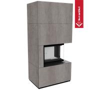 Caminetto modulare KRATKI FLOKI BOX destra 8 kW Ø 150 Sinterizzazione di quarzo NATURALI PIETRA DI SAVOIA PERLA