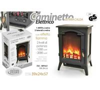 CAMINETTO STUFA ELETTRICA ARIA CALDA EFFETTO FIAMMA STRUTTURA 1000/2000W h59 cm [EEK: A]