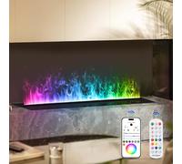 Camino 3D a vapore con nebbia d'acqua tangibile, fiamma 9 colori, da incasso, telecomando e App, 50cm