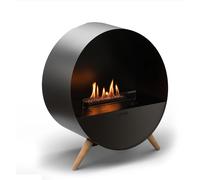 Camino a bioetanolo braciere Rotondo da Terra o Appeso Bubble - Nero, Dimensioni 65x37cm cm, Capacità serbatoio 1,3 L Acciaio Zincato e Vetro Temperato nero