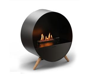 Camino a bioetanolo braciere Rotondo da Terra o Appeso Bubble - Nero, Dimensioni 65x37cm cm, Capacità serbatoio 1,3 L Acciaio Zincato e Vetro Temperato nero