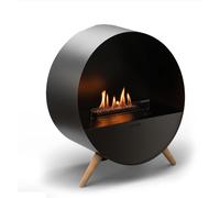 Camino a bioetanolo braciere Rotondo da Terra o Appeso - Nero, Dimensioni 65x37cm cm, Capacità serbatoio 1,3 L Acciaio Zincato e Vetro Temperato nero