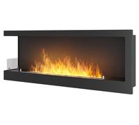 Camino a Bioetanolo da Incasso 120x45 cm Corner 1200 Left Sinistro Nero con Vetro