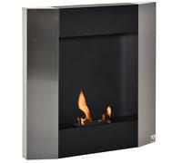 Camino a Bioetanolo da Parete 72x11x72 cm Nero e Argento