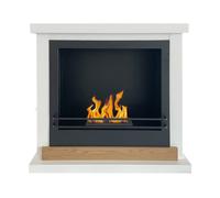 Camino a Bioetanolo da Pavimento 75x28x70 cm Stoccolma in Legno Bianco