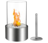 Camino a Bioetanolo da Tavolo Ø16x27 cm in Acciaio e Vetro Silver