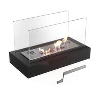 Camino a Bioetanolo da Tavolo GALINA Nero - Autoportante, Sicuro e Ecologico - Dimensioni 35.4x18x21.8 cm - Acciaio e Vetro Temperato - Certificato TÜV