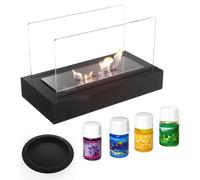 Camino a Bioetanolo da Tavolo GALINA Nero con Kit Accessori - Altezza 21.8 cm, Dimensioni 35.4x18 cm, Acciaio, Certificato TÜV - Sicurezza e Design Ecologico