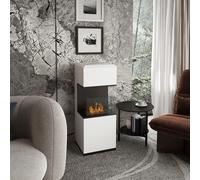 Camino a Bioetanolo da Terra con Bruciatore da 1.2L e Durata di 3 Ore, Biocamino con Pannello in Vetro e Spegnifiamma, 38x38x100cm, Bianco Descrizione:Piccolo,efficiente, questo camino a bioetanolo HO