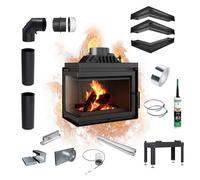 KRATKI Inserto per camino a legna in ghisa Simple Links 8 kW BImSchV 2 kit di montaggio