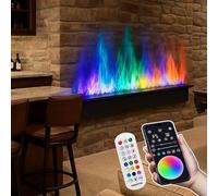 Camino A Vapore Acqueo 3D, Camino A Vapore da Incasso, Fiamma Simulata 3D, Nebbia d'Acqua Tattile, Fiamma Regolabile in 9 Colori, con Alimentazione Idrica Automatica 50cm/19.6in
