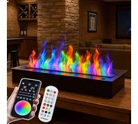 Camino A Vapore Acqueo 3D, Camino Atomizzatore A 9 Colori, Camino Elettrico da Incasso, con Regolazione della Fiamma + Erogazione Automatica dell'Acqua, Supporto App E Telecomando 50cm/19.6in