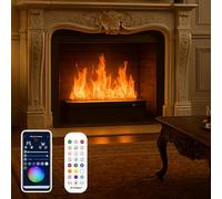Camino A Vapore Acqueo 3D,Camino Elettrico A Nebulizzazione con 9 Fiamme Regolabili/App + Telecomando,Camino A Vapore da Incasso con Ingresso/Uscita Automatica dell'Acqua E Manuale 50cm/19.6in