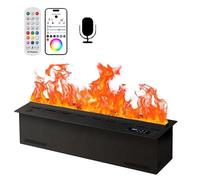 Camino a vapore acqueo decorativo 3D, umidificatore elettrico con telecomando e timer, app, tocco, voce, simulazione 3D, acciaio inossidabile spazzolato, 9 colori, riempimento automatico (500 mm)