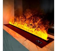 Camino a Vapore acqueo Pannello in Metallo in Acciaio Inox Camino Elettrico da Incasso 3D Simulazione di Fiamma tattile Basso Rumore con Telecomando per Ufficio, casa, Hotel, Ristorante 120cm/47.2in