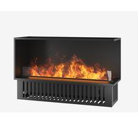 Camino a Vapore Elettrico Bifacciale Angolare a Destra 120x50x40 cm Invapo Corner P1200 con Ricarica Automatica Nero