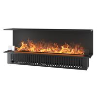 Camino a Vapore Elettrico Da Incasso 180x50x40 cm Invapo Inside C1800 con Ricarica Automatica in Acciaio Verniciato Nero