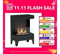 Camino al bioetanolo Homcom Acciaio Vetro Homcom 38X22X54 cm Nero