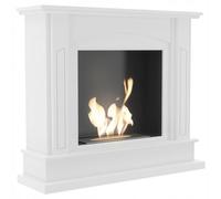 Camino Bioetanolo Bianco FEBRUARY TÜV - 112x32.5x96.2 cm, 52 kg, Materiali di Alta Qualità, Controllo Manuale della Fiamma, Certificato ISO 9001:2015 e TÜV