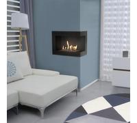 Camino Bioetanolo Delta 600 TÜV da Parete o Incasso - Nero, Acciaio, Dimensioni 60x28x48 cm